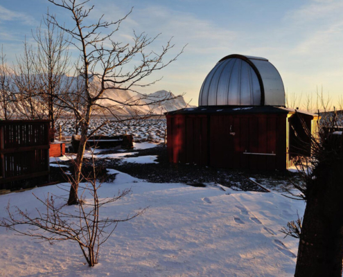 Stjörnustöðin sem Snævarr notar við mælingar sínar